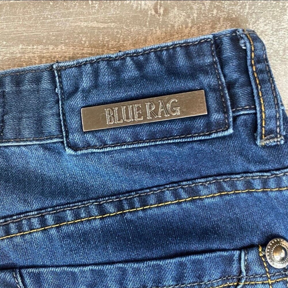 Blue Rag Dark Wash Mid Rise Distressed 5 Pockets Women's Jeans Size 30 - Picture 9 of 12